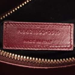 Pre Owned Saint Laurent Burgundy Croc Embossed Leather Baby Classic Sac De Jour Tote