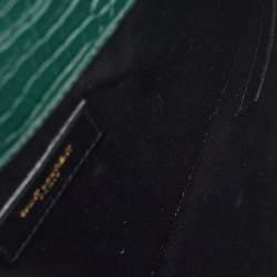 Saint Laurent Dark Green Croc Embossed Leather Uptown Clutch