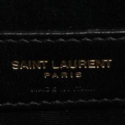 Saint Laurent Dark Green Croc Embossed Leather Uptown Clutch
