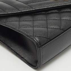 Saint Laurent Black Mixed Quilted Leather Small Envelope Flap Shoulder Bag