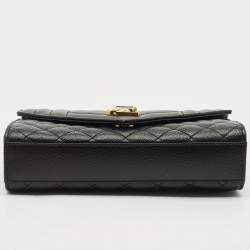 Saint Laurent Black Mixed Quilted Leather Small Envelope Flap Shoulder Bag