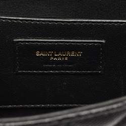 Saint Laurent Black Mixed Quilted Leather Small Envelope Flap Shoulder Bag