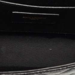 Saint Laurent Black Mixed Quilted Leather Small Envelope Flap Shoulder Bag