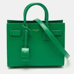 Saint Laurent Green Leather Nano Classic Sac De Jour Tote