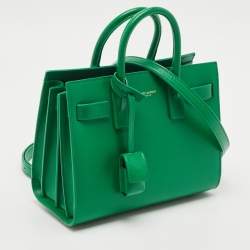 Pre Owned Saint Laurent Green Leather Nano Classic Sac De Jour Tote