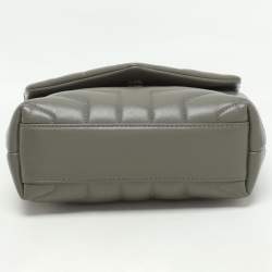 Saint Laurent Taupe Matelassé Leather Toy Loulou Crossbody Bag