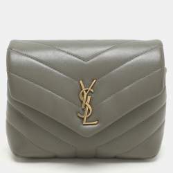 Saint Laurent Taupe Matelassé Leather Toy Loulou Crossbody Bag