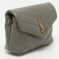 Saint Laurent Taupe Matelassé Leather Toy Loulou Crossbody Bag