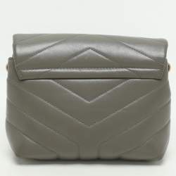 Saint Laurent Taupe Matelassé Leather Toy Loulou Crossbody Bag