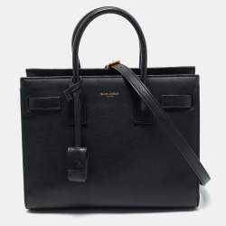 Saint Laurent Black Leather Baby Classic Sac De Jour Tote