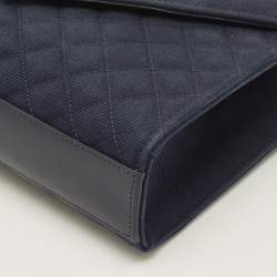Saint Laurent Navy Blue Mix Matelassé Fabric Medium Envelope Shoulder Bag