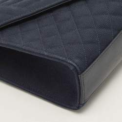 Saint Laurent Navy Blue Mix Matelassé Fabric Medium Envelope Shoulder Bag