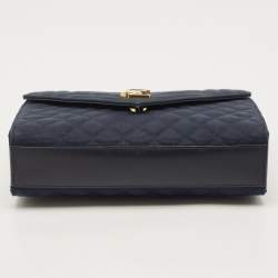 Saint Laurent Navy Blue Mix Matelassé Fabric Medium Envelope Shoulder Bag