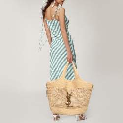 مملوكة مسبقًا حقيبة سان لوران إيكر تسوق ماكسي قش طبيعي