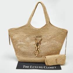 مملوكة مسبقًا حقيبة سان لوران إيكر تسوق ماكسي قش طبيعي