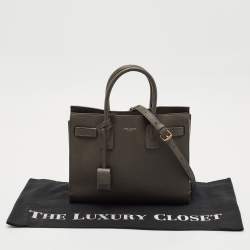 Pre Owned Saint Laurent Olive Green Leather Baby Classic Sac De Jour Tote