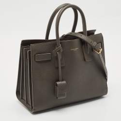 Pre Owned Saint Laurent Olive Green Leather Baby Classic Sac De Jour Tote