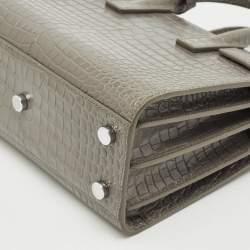 Saint Laurent Grey Croc Embossed Leather Nano Classic Sac De Jour Tote