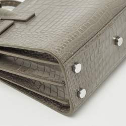 Saint Laurent Grey Croc Embossed Leather Nano Classic Sac De Jour Tote
