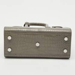 Saint Laurent Grey Croc Embossed Leather Nano Classic Sac De Jour Tote