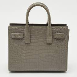 Saint Laurent Grey Croc Embossed Leather Nano Classic Sac De Jour Tote