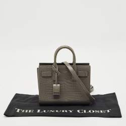 Saint Laurent Grey Croc Embossed Leather Nano Classic Sac De Jour Tote