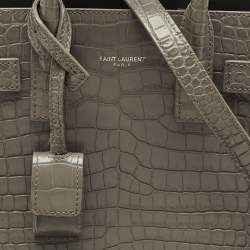Saint Laurent Grey Croc Embossed Leather Nano Classic Sac De Jour Tote