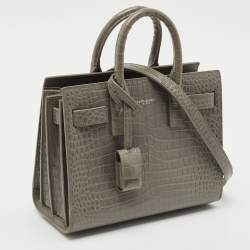 Saint Laurent Grey Croc Embossed Leather Nano Classic Sac De Jour Tote