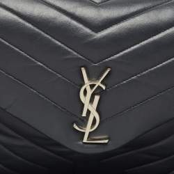 Saint Laurent Dark Grey Matelassé Leather Medium Loulou Shoulder Bag