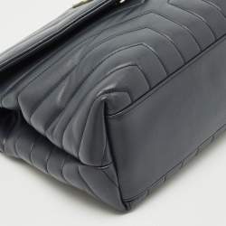 Saint Laurent Dark Grey Matelassé Leather Medium Loulou Shoulder Bag