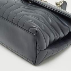 Saint Laurent Dark Grey Matelassé Leather Medium Loulou Shoulder Bag