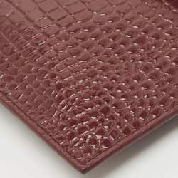 Pre Owned Saint Laurent Burgundy Croc Embossed Leather Medium Uptown Clutch