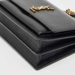 Pre Owned Saint Laurent Black Leather Medium Sunset Shoulder Bag