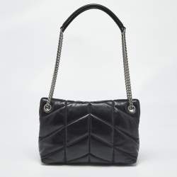 Pre Owned Saint Laurent Black Quilted Leather Small Loulou Puffer Shoulder Bag