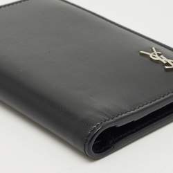 Saint Laurent Black Leather Tiny Cassandre Bifold Wallet
