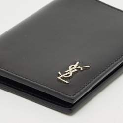 Saint Laurent Black Leather Tiny Cassandre Bifold Wallet