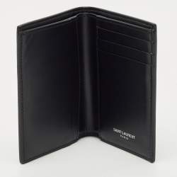 Saint Laurent Black Leather Tiny Cassandre Bifold Wallet