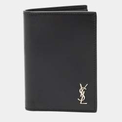 Saint Laurent Black Leather Tiny Cassandre Bifold Wallet