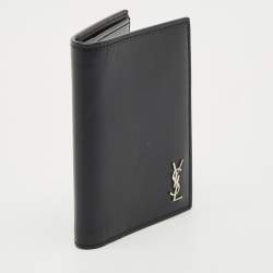 Saint Laurent Black Leather Tiny Cassandre Bifold Wallet