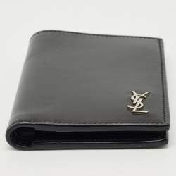 Saint Laurent Black Leather Tiny Cassandre Bifold Wallet