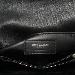 Pre Owned Saint Laurent Black Matelassé Leather Medium College Top Handle Bag