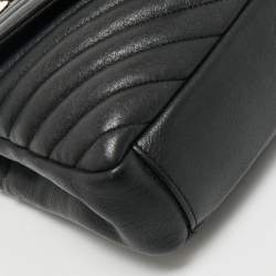 Pre Owned Saint Laurent Black Matelassé Leather Medium College Top Handle Bag