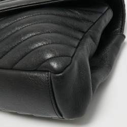 Pre Owned Saint Laurent Black Matelassé Leather Medium College Top Handle Bag