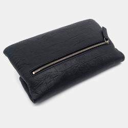 Pre Owned Saint Laurent Paris Black Leather Folding Clutch