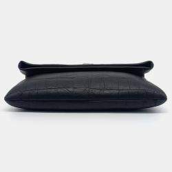 Pre Owned Saint Laurent Paris Black Leather Folding Clutch