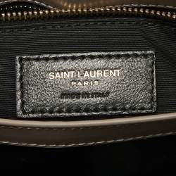 Pre Owned Saint Laurent Dark Beige Matelassé Leather Toy Loulou Crossbody Bag