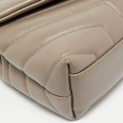 Pre Owned Saint Laurent Dark Beige Matelassé Leather Toy Loulou Crossbody Bag