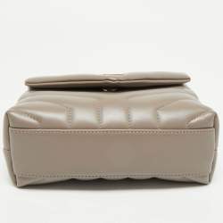 Pre Owned Saint Laurent Dark Beige Matelassé Leather Toy Loulou Crossbody Bag
