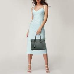 Pre Owned Saint Laurent Dark Green Leather Baby Classic Sac De Jour Tote