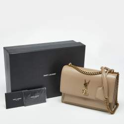 Pre Owned Saint Laurent Beige Leather Medium Sunset Shoulder Bag